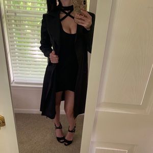 Arden B Black 3/4 Sleeve Trench Coat